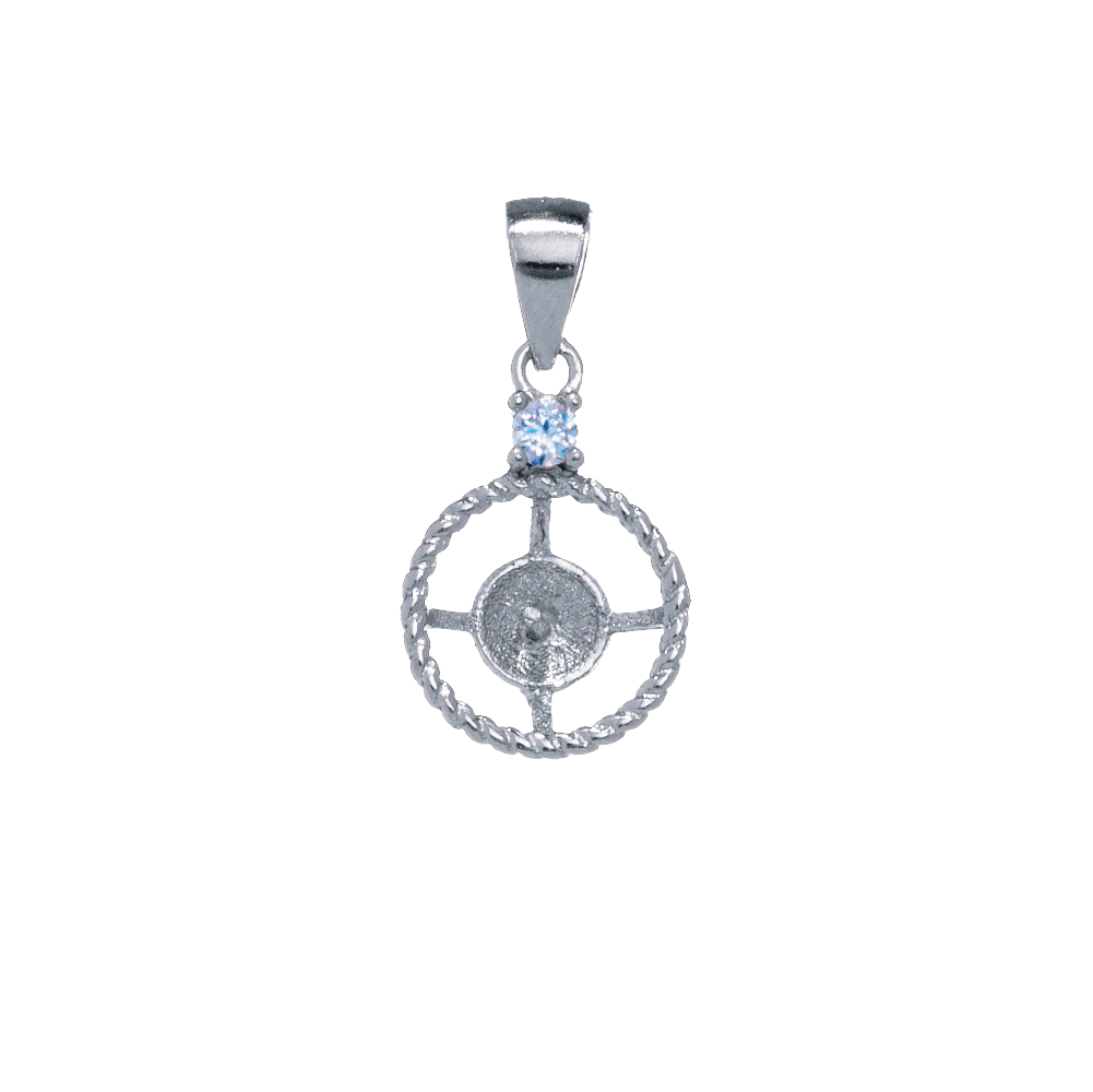 DIY Mount Pendant - 925 Sterling Silver Circular Rope Rhinestone