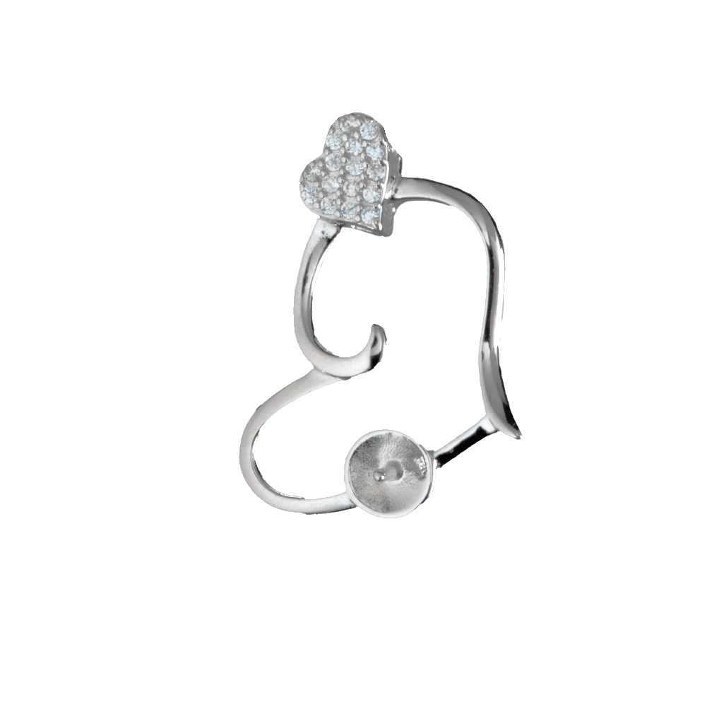 DIY Mount Pendant - 925 Sterling Silver Dual Rhinestone Heart