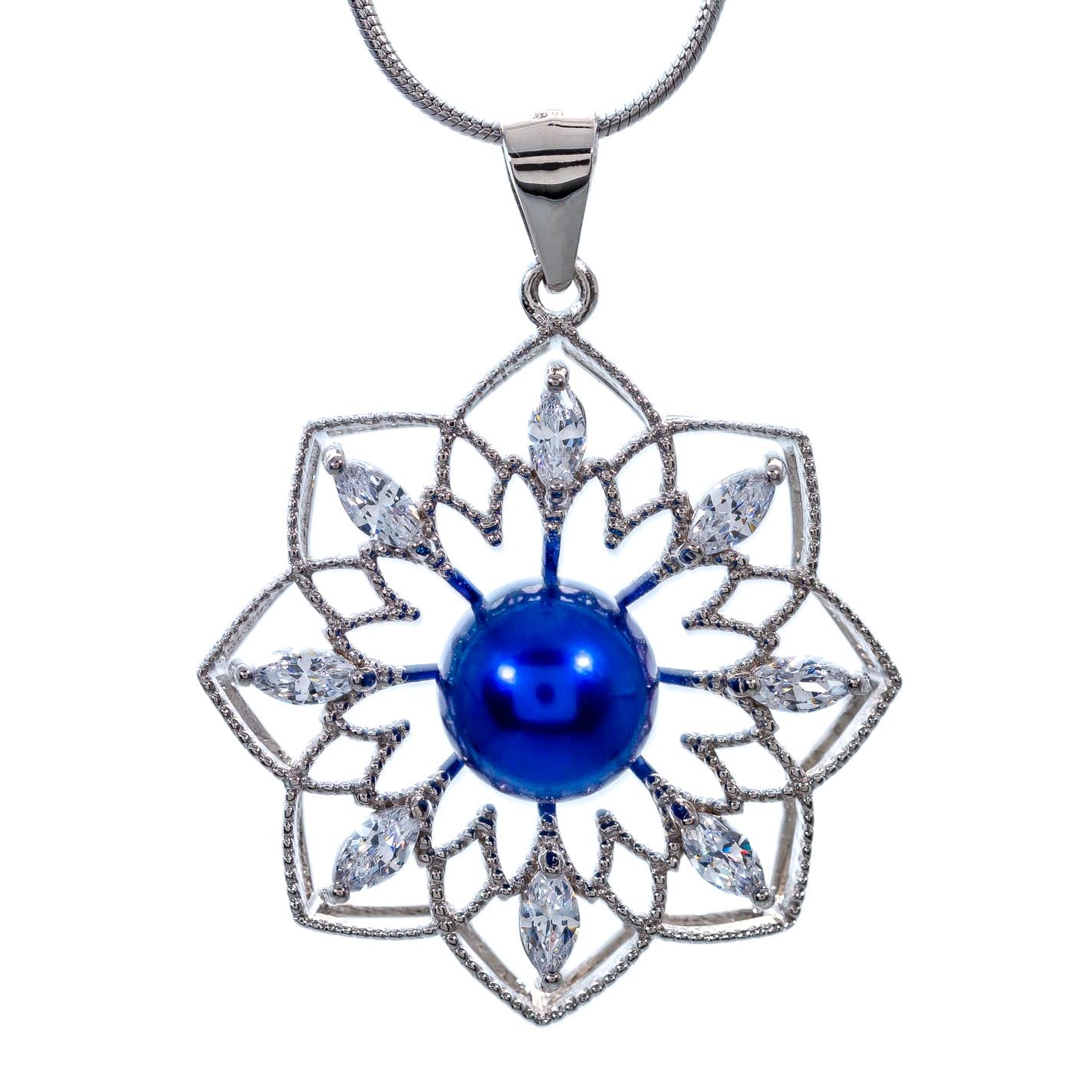 DIY Mount Pendant - 925 Sterling Silver Large Rhinestone Flower