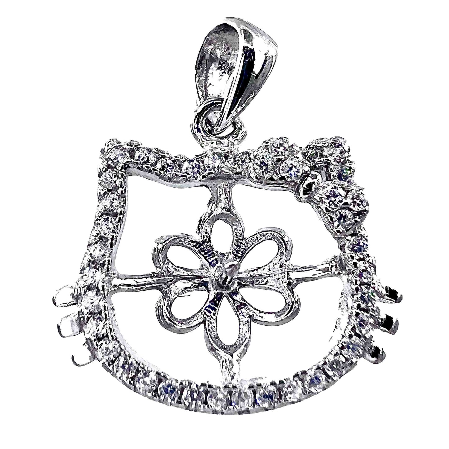 DIY Mount Pendant - 925 Sterling Silver Hello Kitty Rhinestone