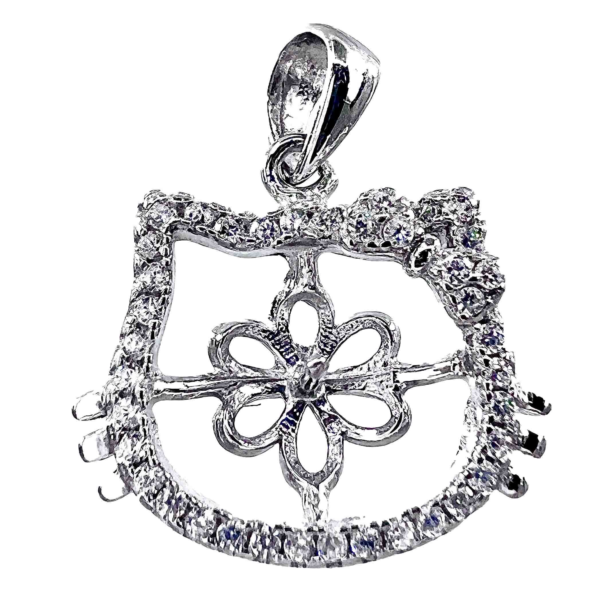 DIY Mount Pendant - 925 Sterling Silver Hello Kitty Rhinestone