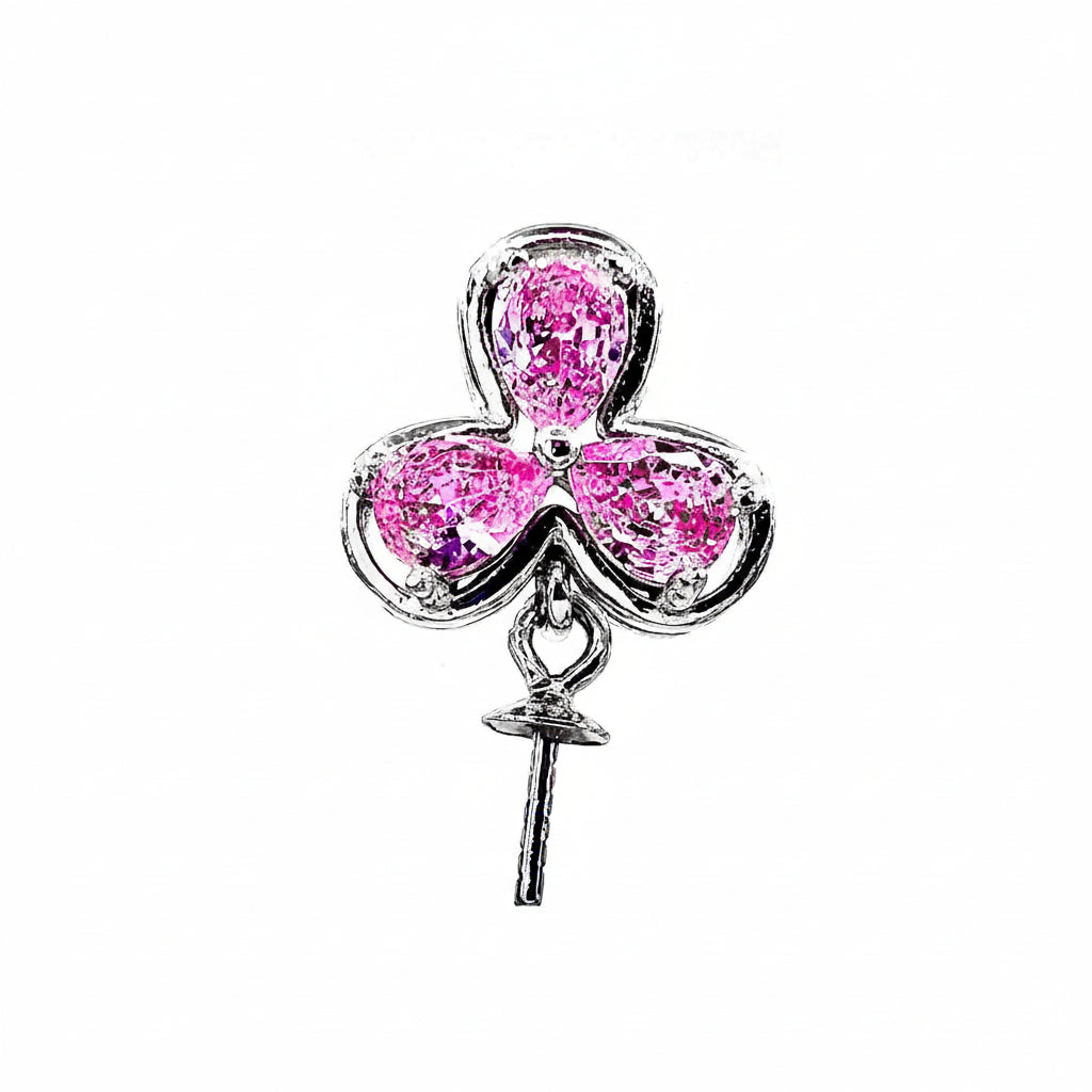 Mount Pendant .925 Sterling Silver Pack de 3 flor Pétalo rosa colgante