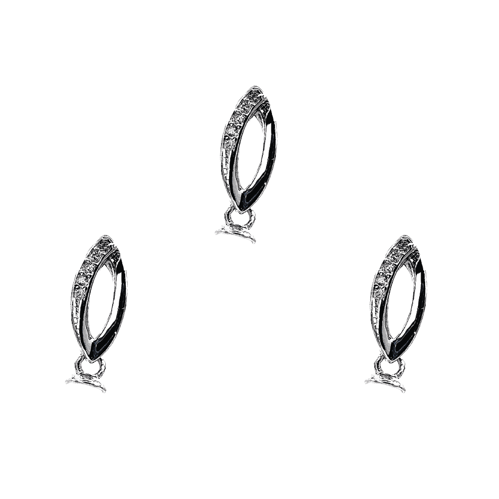 DIY Mount Pendant - 925 Sterling Silver Oval Half Rhinestone Halo Dangle (3 Pack)