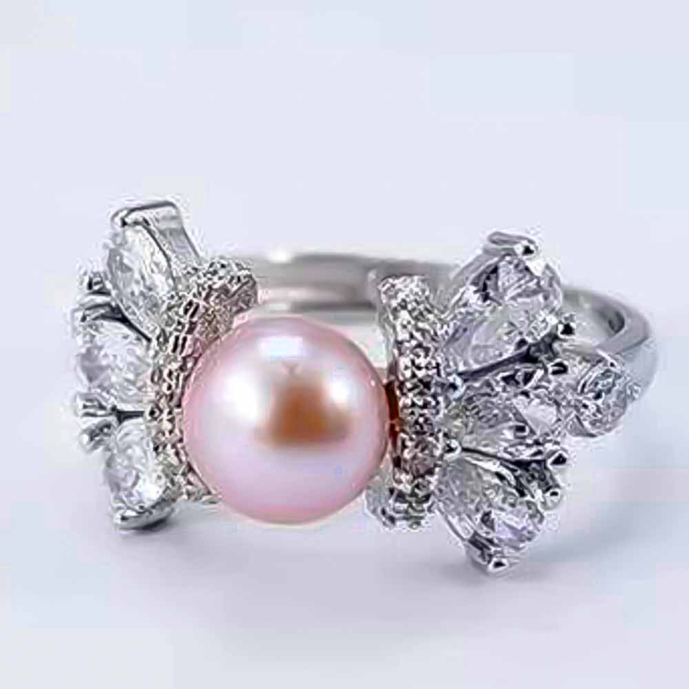 Mount Anillo Ajustable .925 Plata Esterlina Grandes Cristales Transparentes Adornados