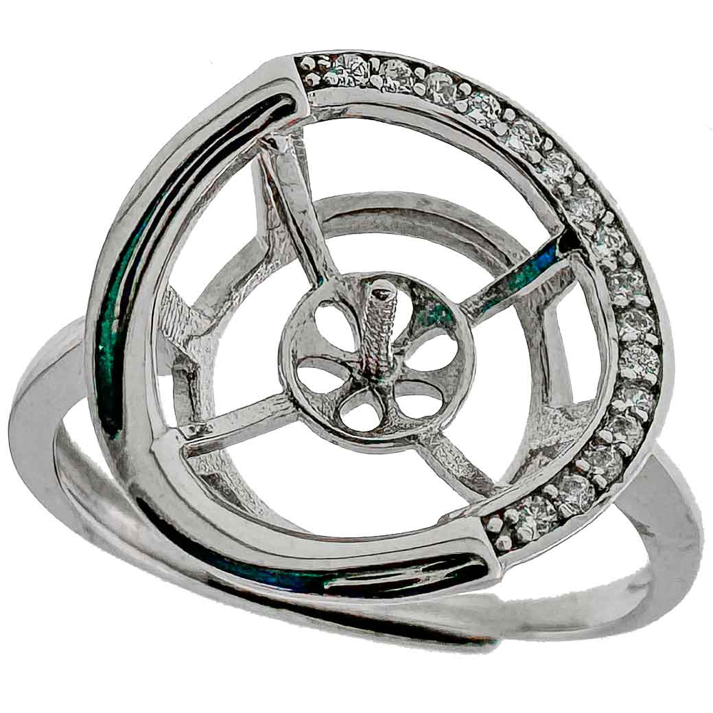 DIY Mount Adjustable Ring - 925 Sterling Silver Half Moonlight Halo