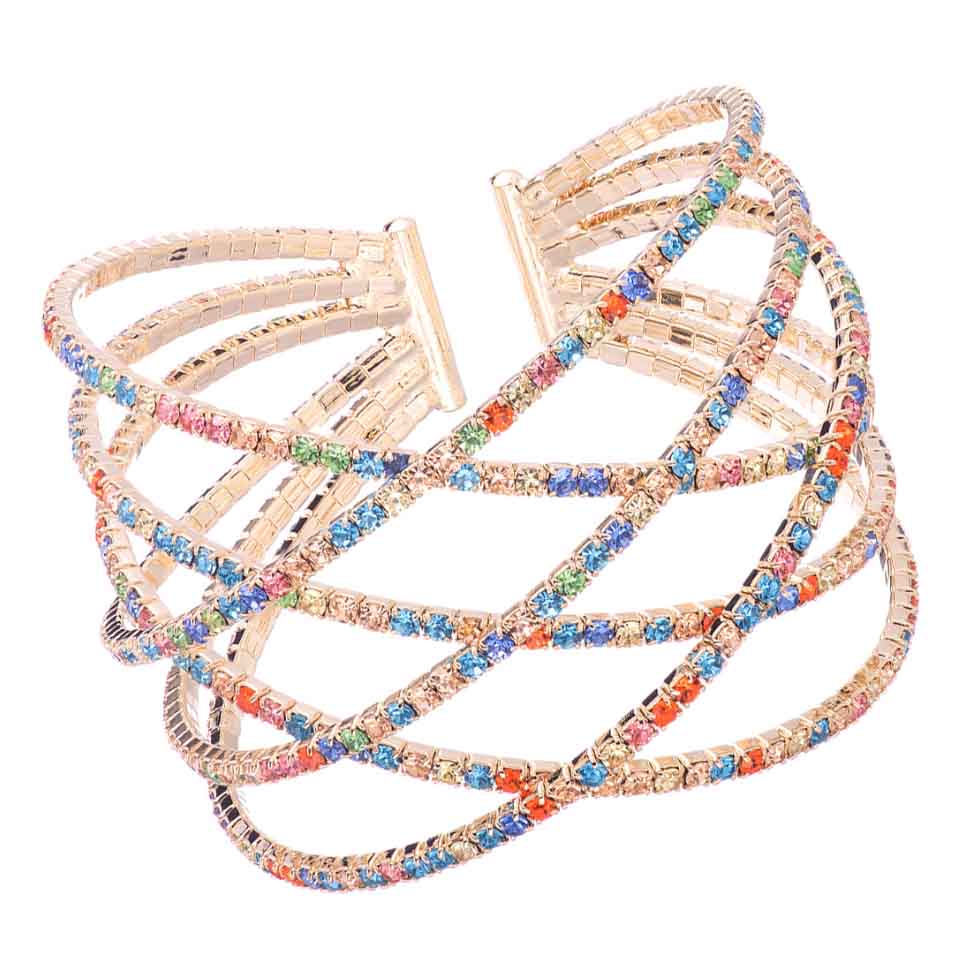 Bracelet - Criss Cross Colorful Gold