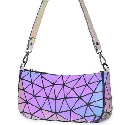 Flash Purse - Cross Body Baguette Purse Geometric Holographic