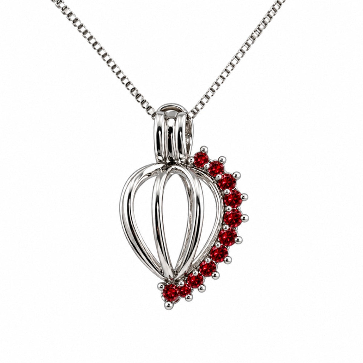 Cage Pendant Silver Plated - Rhinestone Tear Drop Pendant (6 colors)