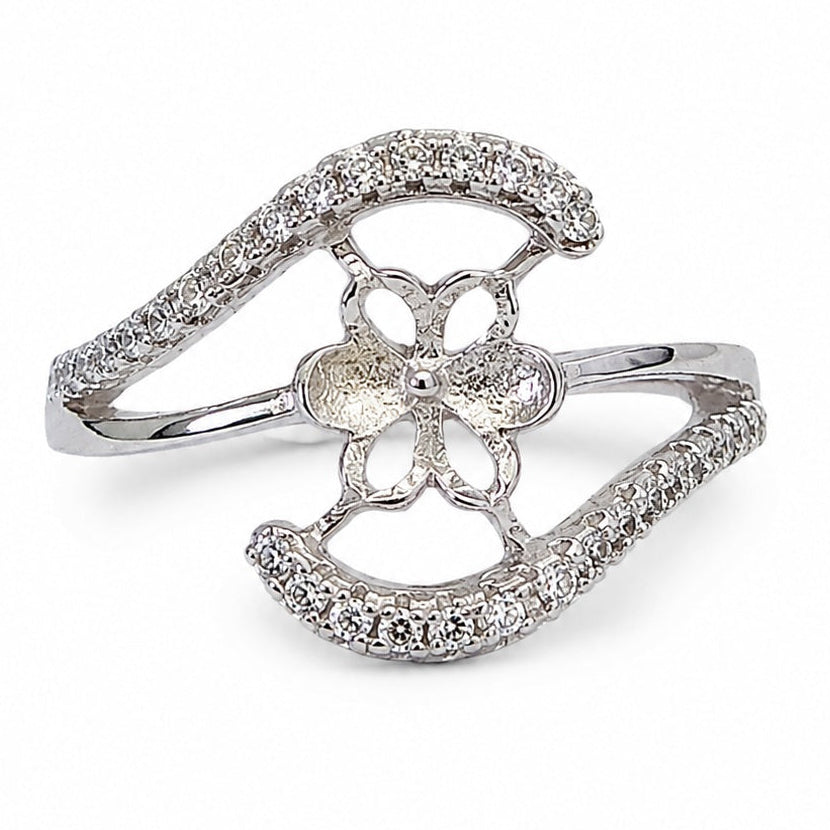 DIY Mount Adjustable Ring - 925 Sterling Silver Swirl Rhinestone Perfect for Edisons