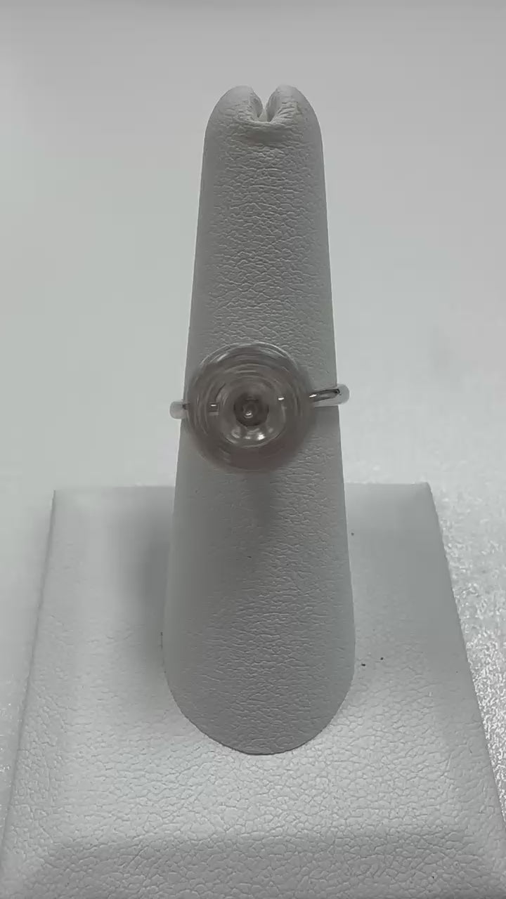 Anillo Ajustable de Montura .925 Plata de Ley 2da Edición Perla en Fuego Cristales Circón Grandes