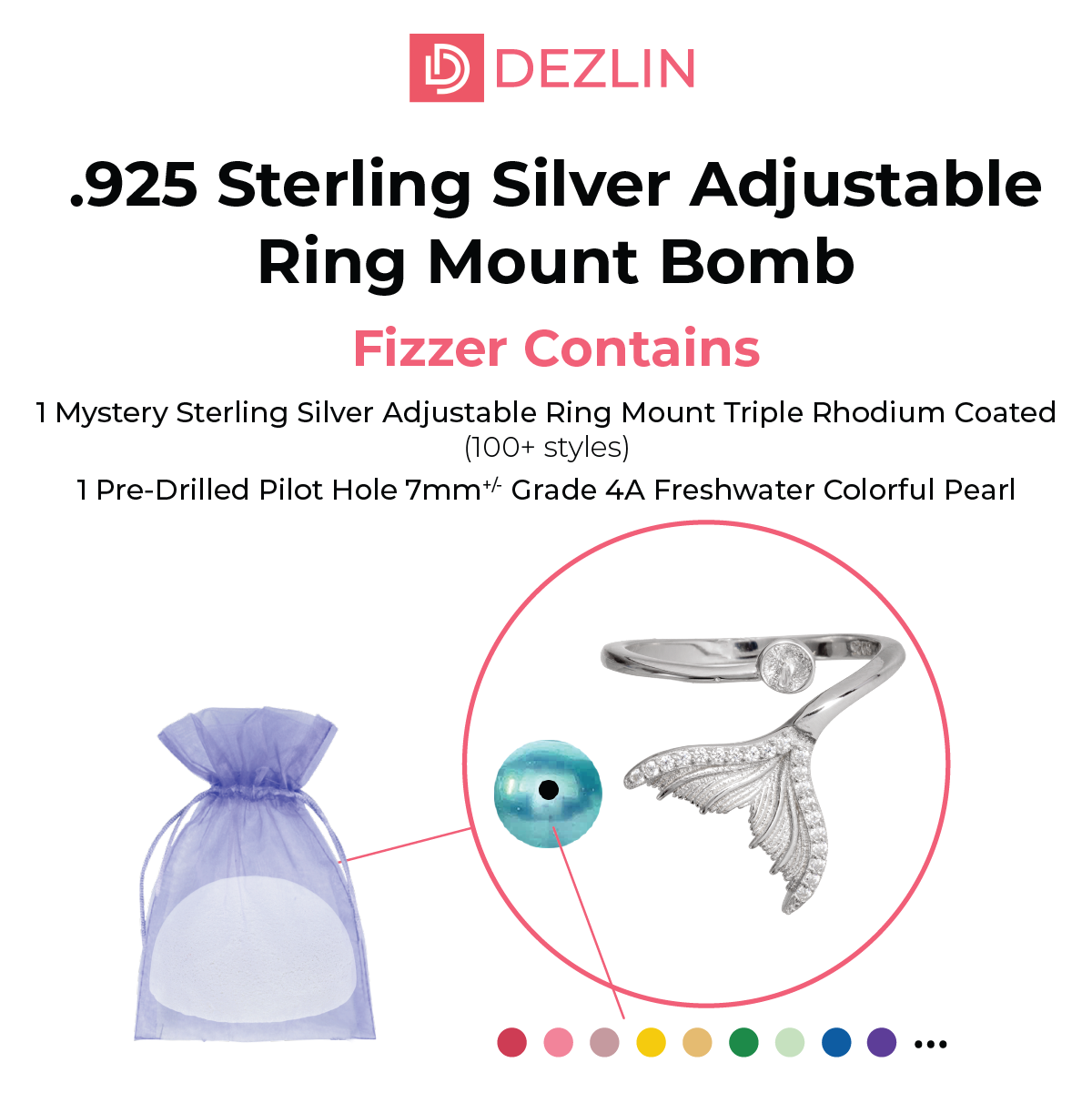 DIY Adjustable Ring Mount Bomb - 925 Sterling Silver Rhodium Coated (200+ Styles)