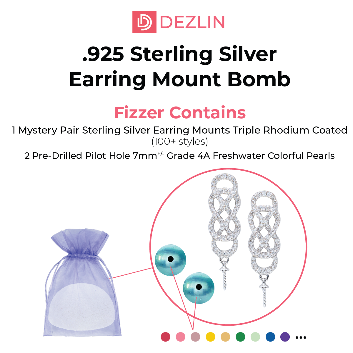 DIY Earring Mount Bomb - 925 Sterling Silver Rhodium Coated (100+ Styles)