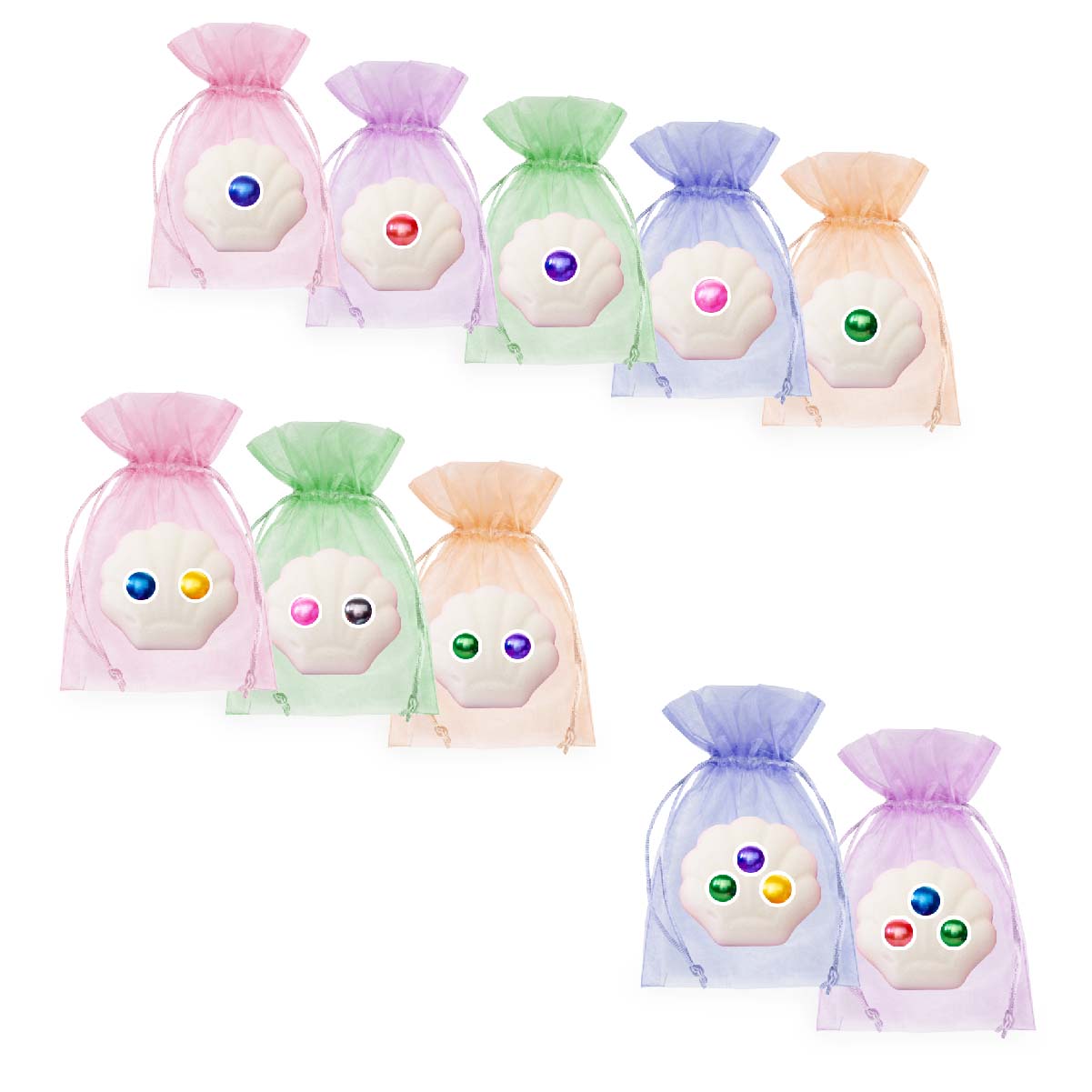 Pearl Bomb - Round Pearls Saver Bundle 5 Singles 3 Twins 2 Triplets (17 Pearls)