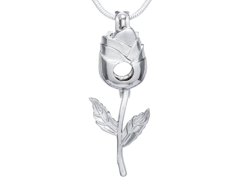 Rose Stem Silver Plated Cage Pendant Default