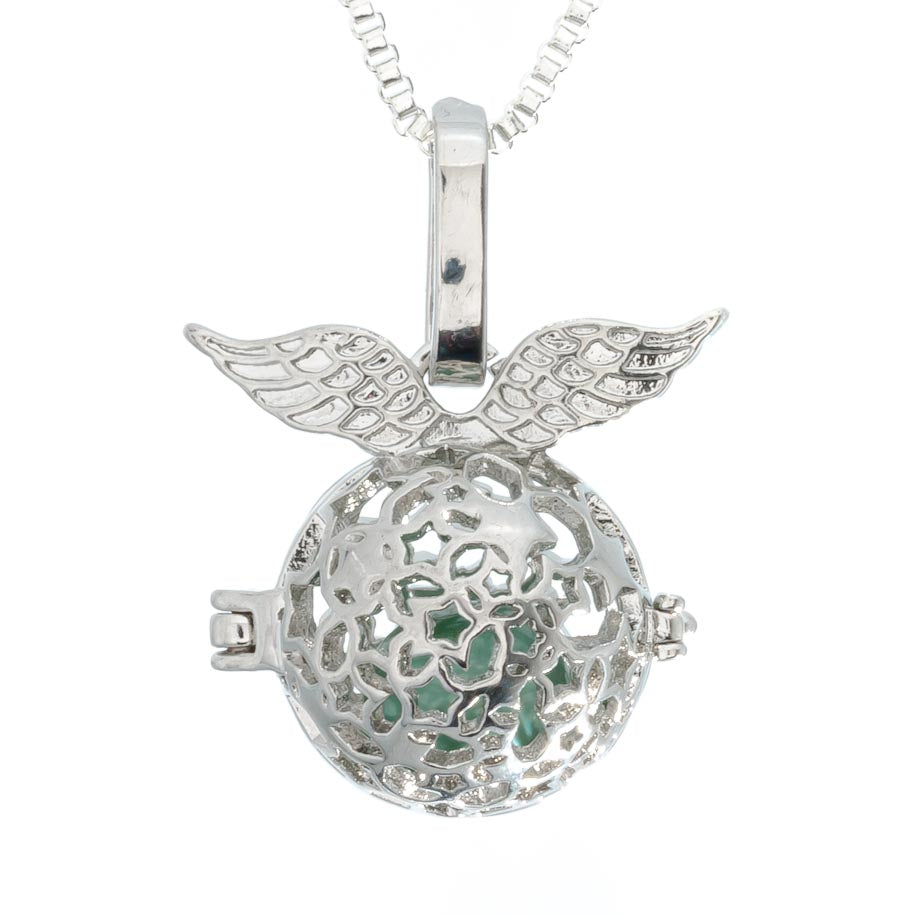 Ball Cage Angel Wing Stars Silver Plated Cage Pendant Default