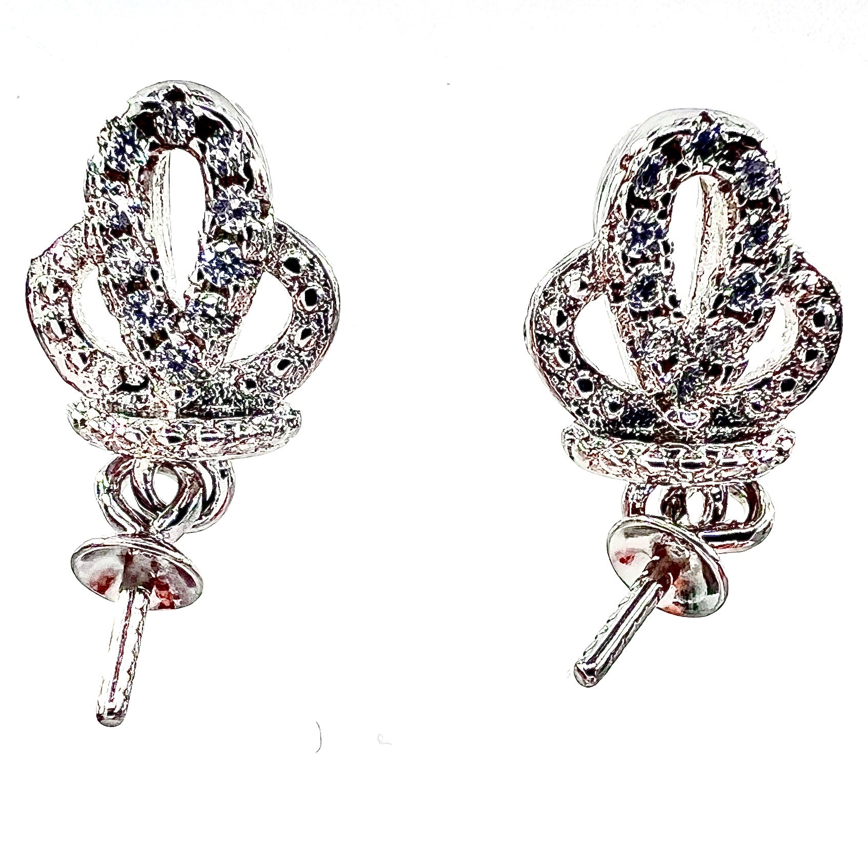 DIY Mount Pendant - 925 Sterling Silver Rhinestone Crown Dangle (2 Pack)
