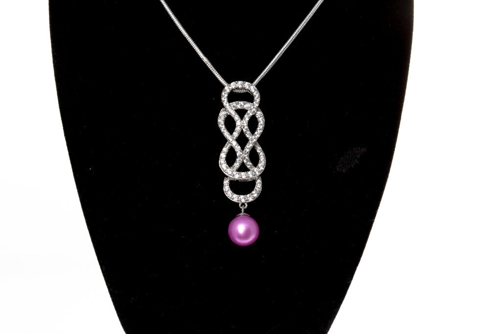 DIY Mount Pendant - 925 Sterling Silver Swirl Rhinestone with 20" Sterling Silver Chain
