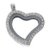 Heart Slim Rhinestone Pendant Glass Flip Up Locket Default Title