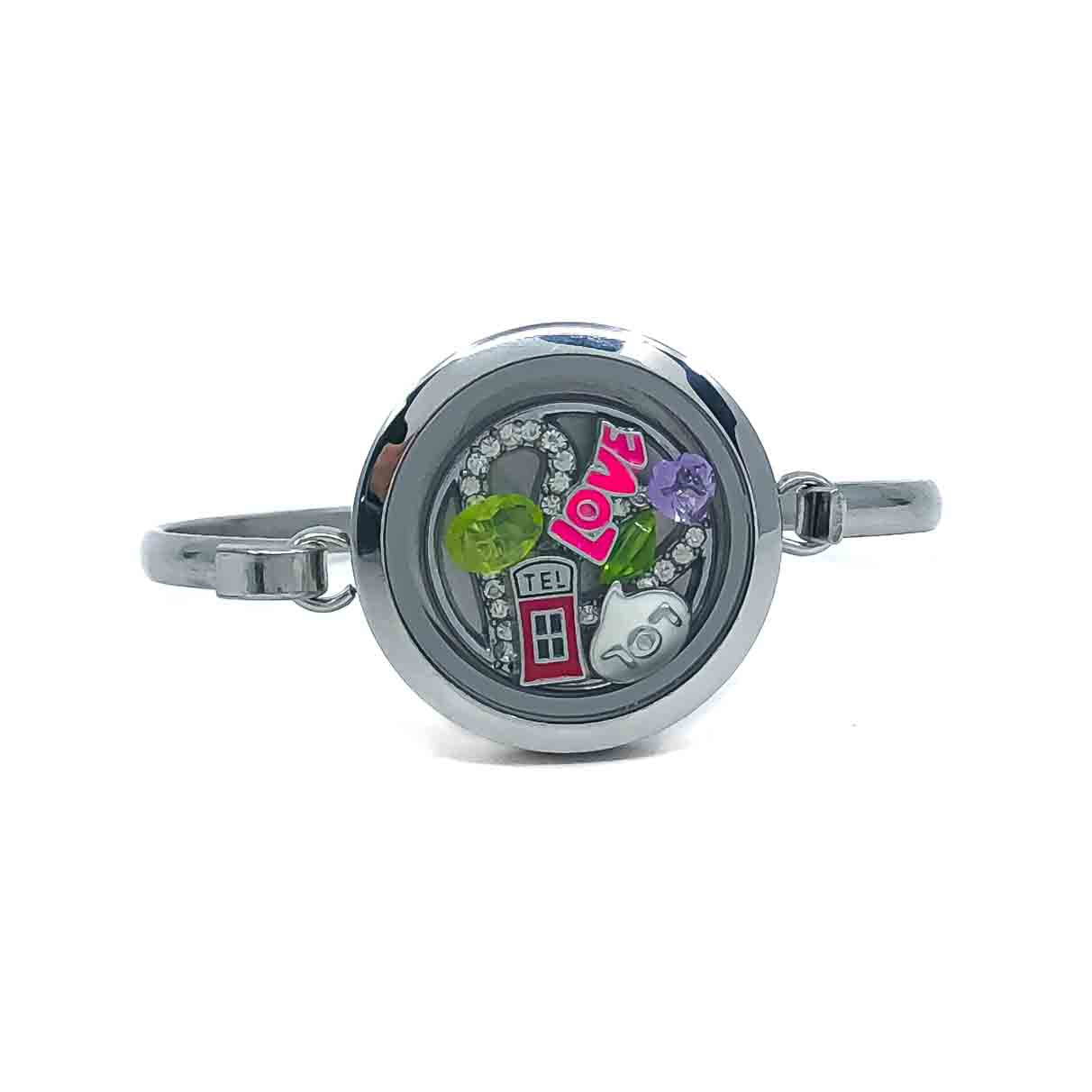 Bangle 30mm Smooth Round Screw On Stainless Steel Glass Locket Default Title
