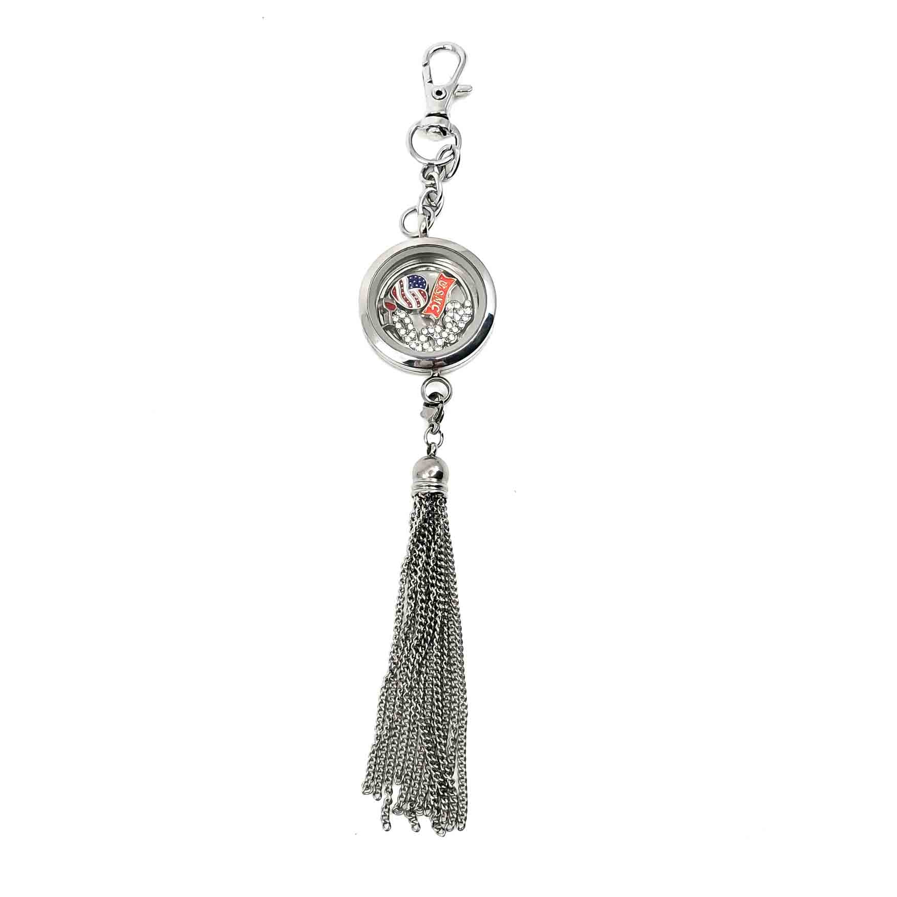 Dangle Purse Charm Purse Magnetic Glass Locket with Tassel Default Title