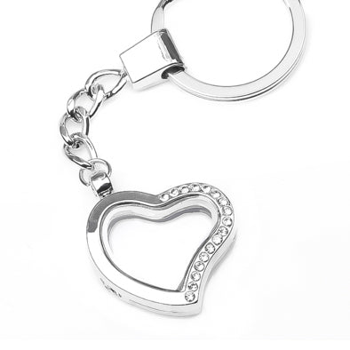 Half Rhinestone Heart Key Chain 30mm Default Title