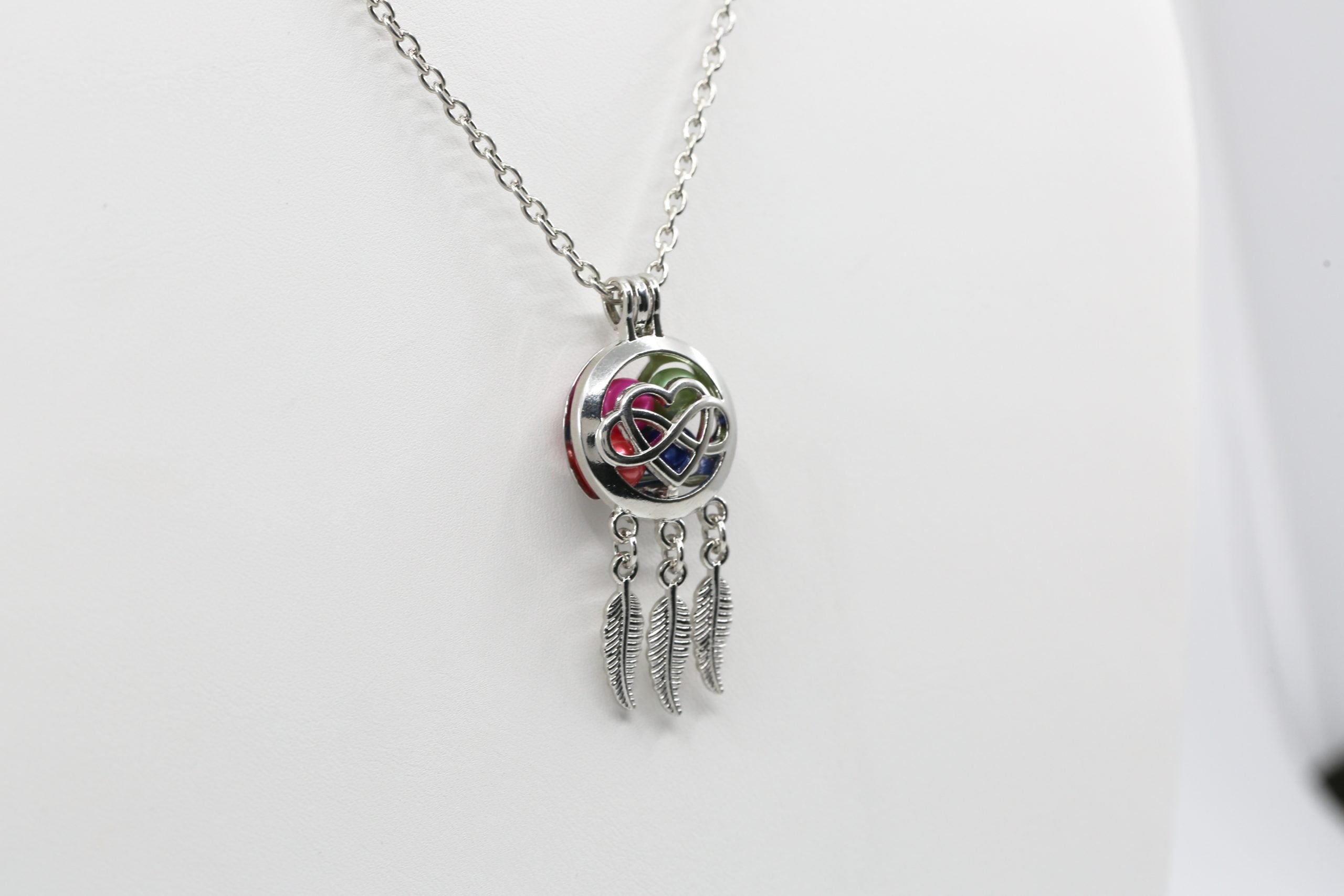 Infinity Heart Dreamcatcher Plated Cage Pendant (Alloy)