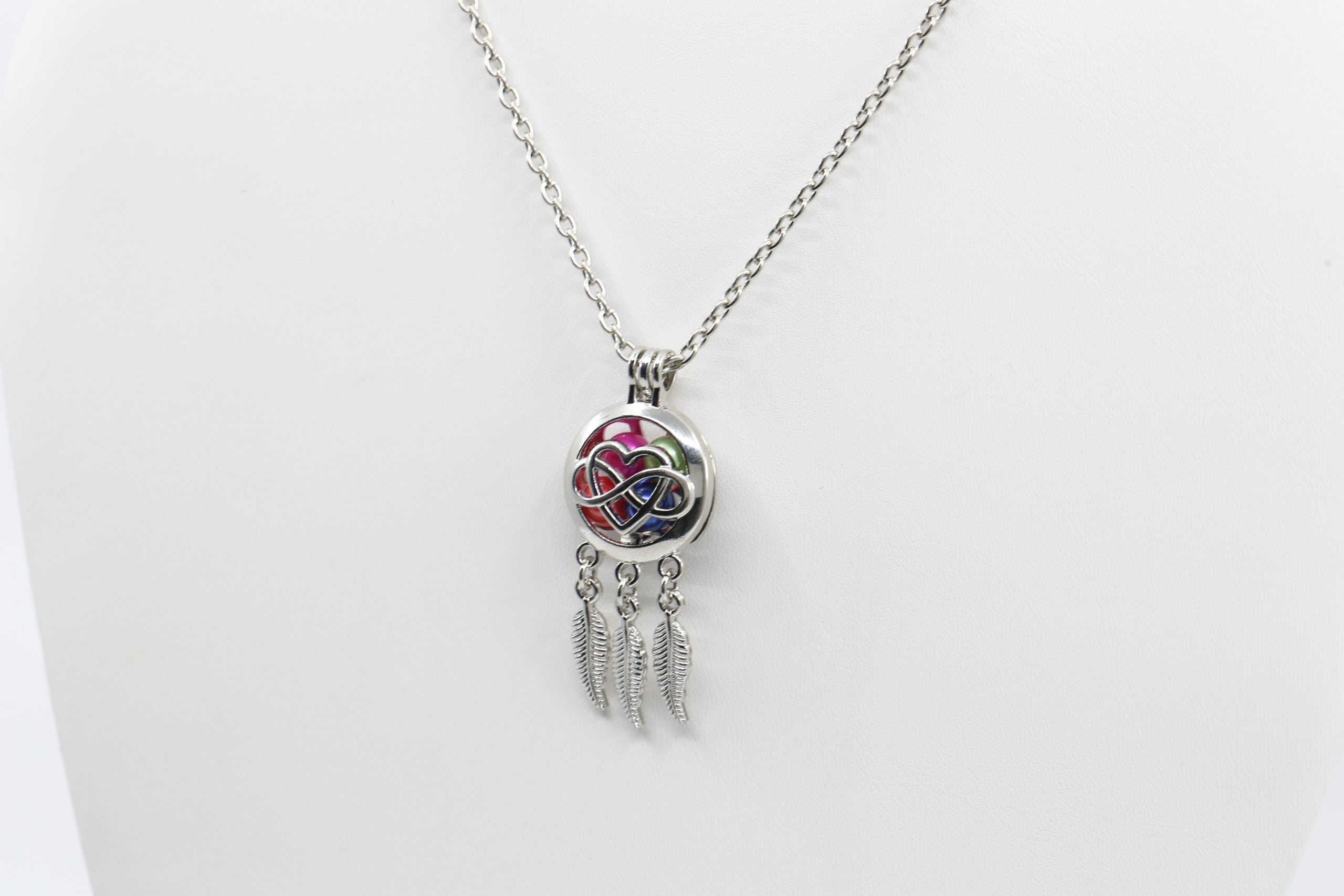 Infinity Heart Dreamcatcher Plated Cage Pendant (Alloy)