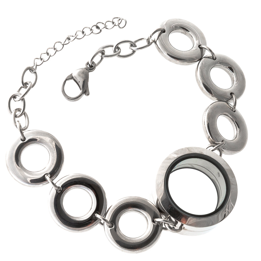 Locket Chain Silver Plated Bracelet for Gems and Pearls Default