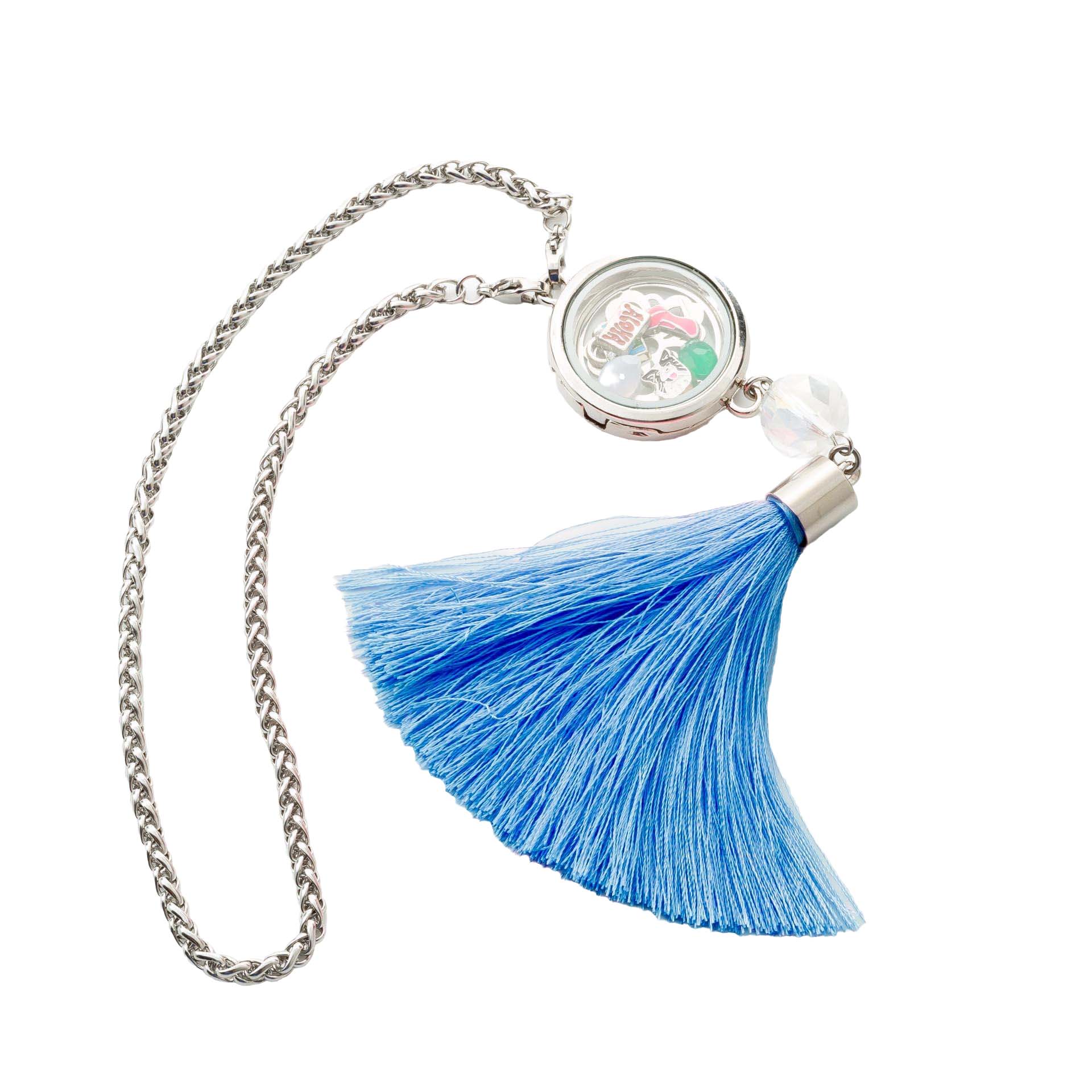 Glass Locket Pendant Magnetic - Blue Car Hanging or Pendant