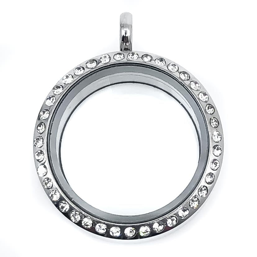 Clear Twist Locket 30mm Rhinestone Stainless Steel Locket for 1mm-8mm pearl/gems Default Title