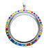 30mm Round Rainbow Rhinestone Pendant Stainless Steel Twist Screw Locket Default Title