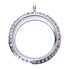 30mm Round Light Purple Rhinestone Pendant Stainless Steel Twist Screw Locket Default Title