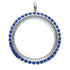 30mm Round Blue Rhinestone Pendant Stainless Steel Twist Screw Locket Default Title