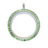 30mm Round Green Rhinestone Pendant Stainless Steel Twist Screw Locket Default Title