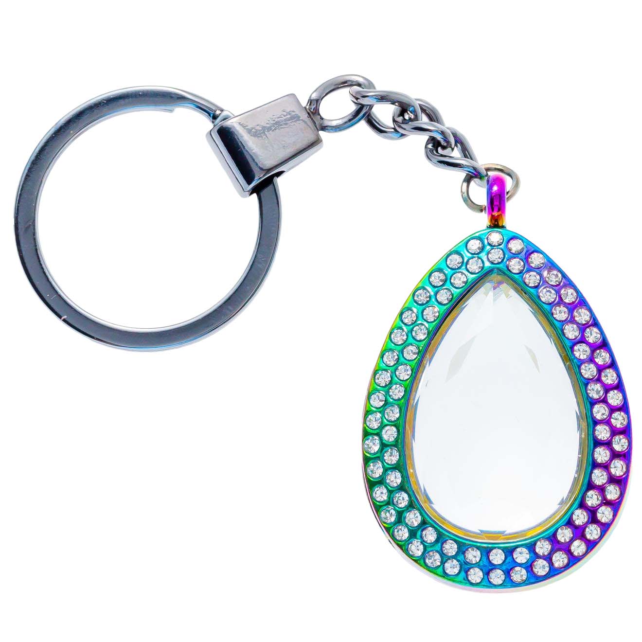 Tear Drop Keychain Rainbow Locket