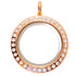 25mm Round Rhinestone Pendant Rose Gold Locket With Rose Gold Chain Default Title