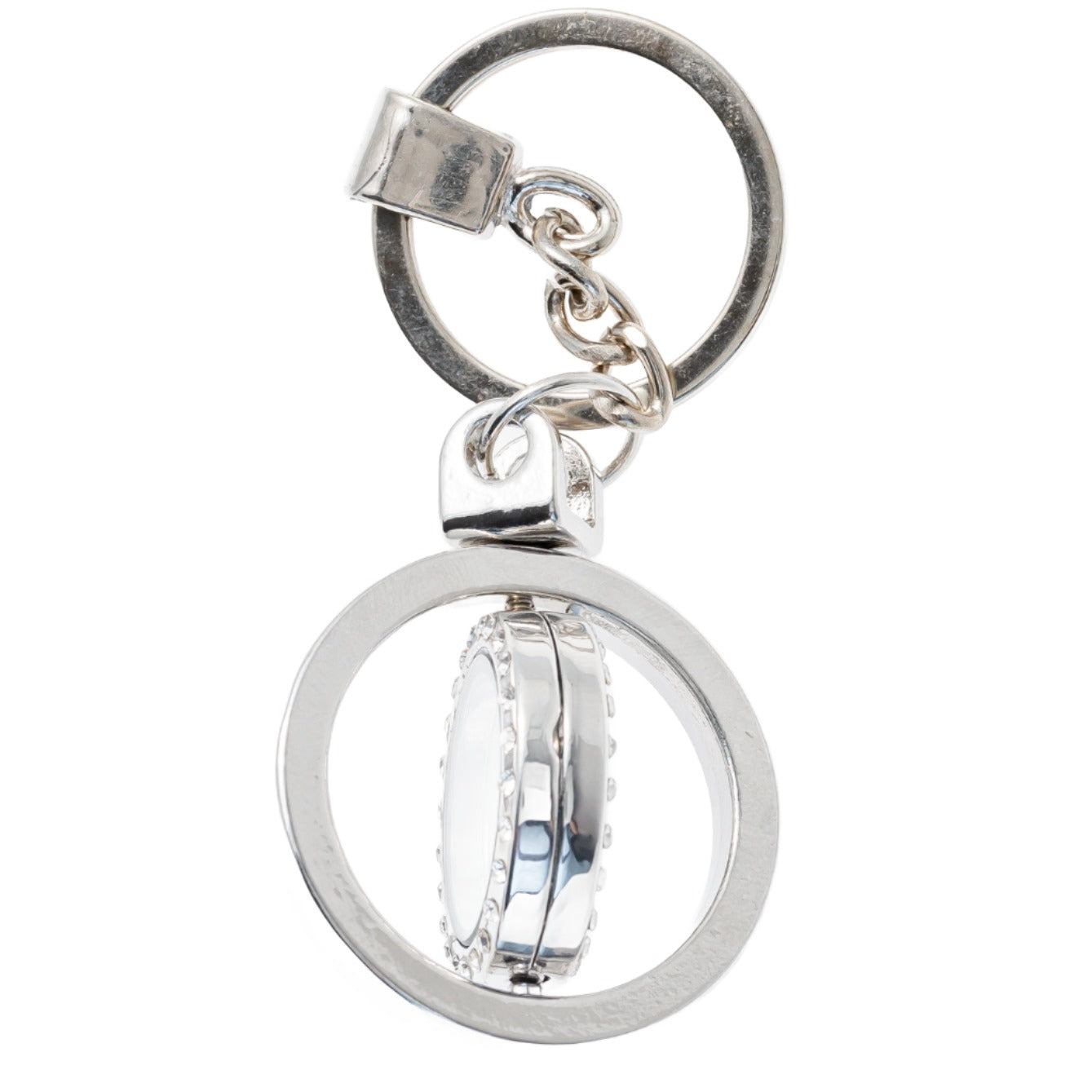 Spinning Round Keychain Silver Plated Locket Default Title