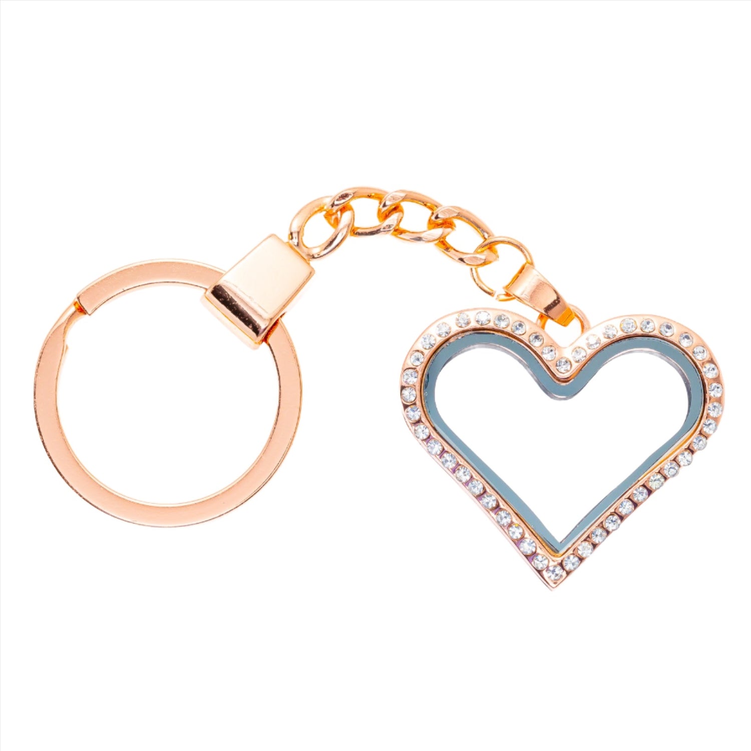 Long Heart Keychain Rose Gold Locket Default Title