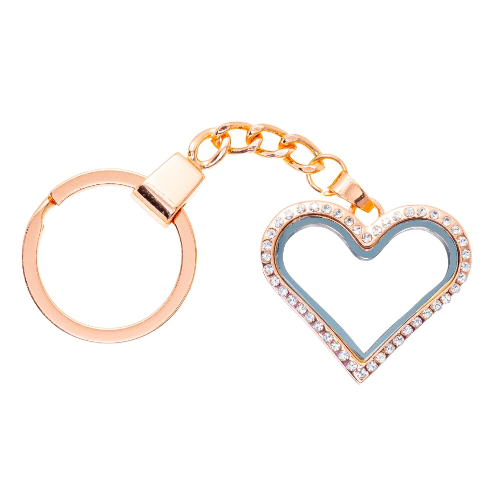 Long Heart Keychain Rose Gold Locket Default Title