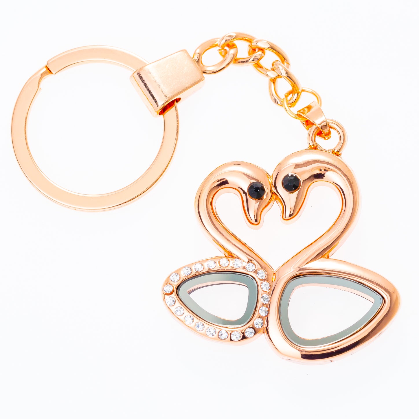 Lover Swans Keychain Rose Gold Locket Default Title