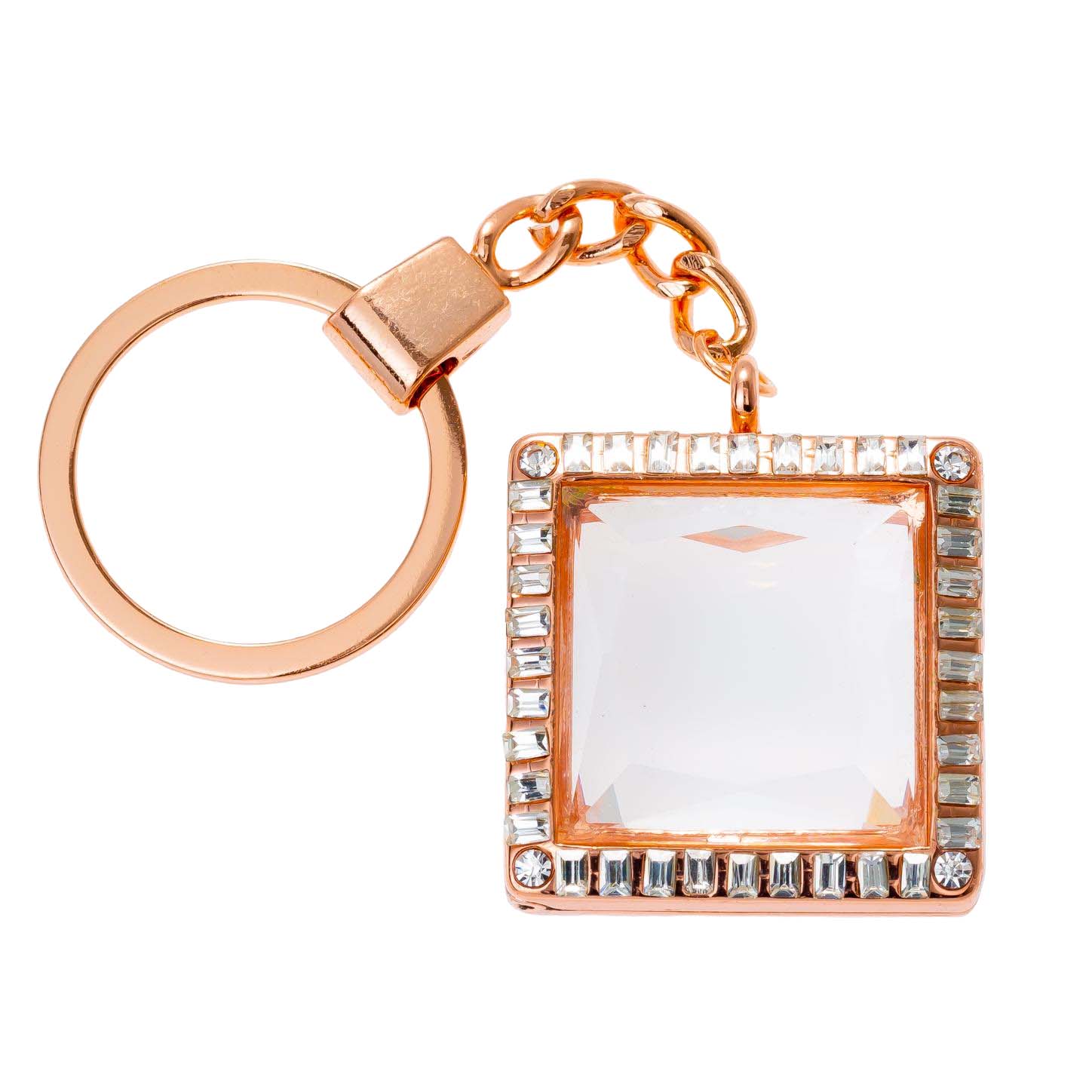 Bubbled Square Window Keychain Rose Gold Locket