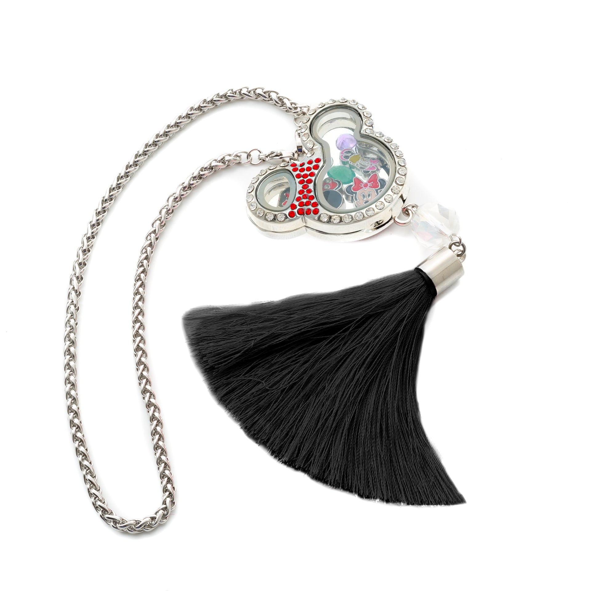 Black Disney Minnie Mouse Car Hanging or Pendant Glass Locket with Tassel Default Title