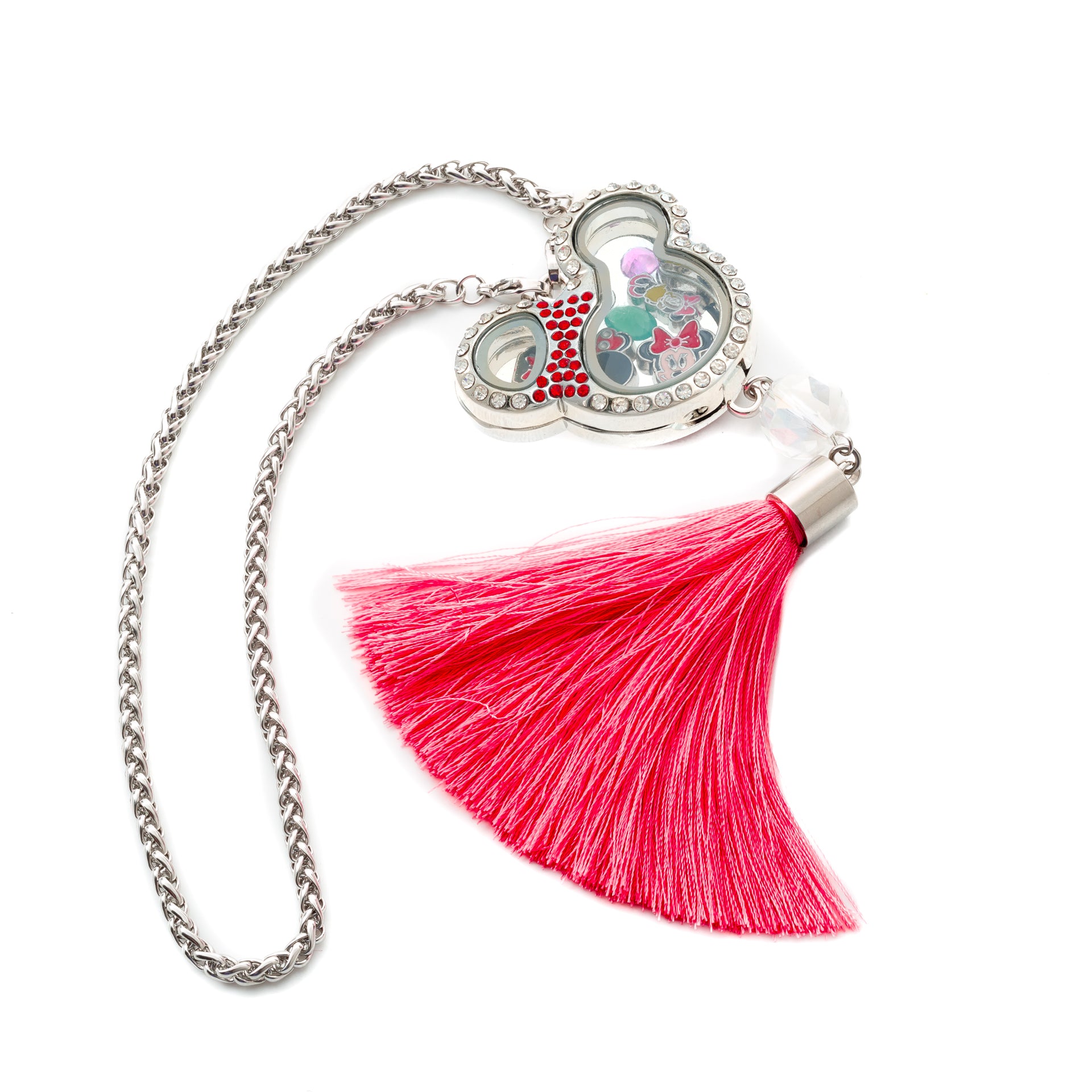 Red Disney Minnie Mouse Car Hanging or Pendant Glass Locket with Tassel Default Title