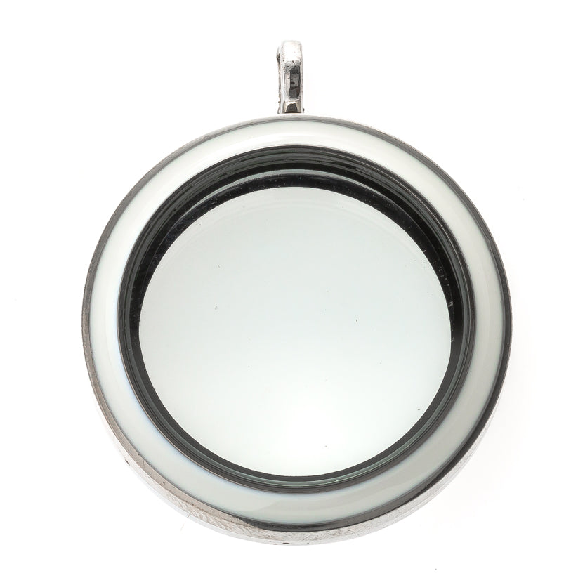 30mm White Round Twist Screw Off Glass Locket Default Title