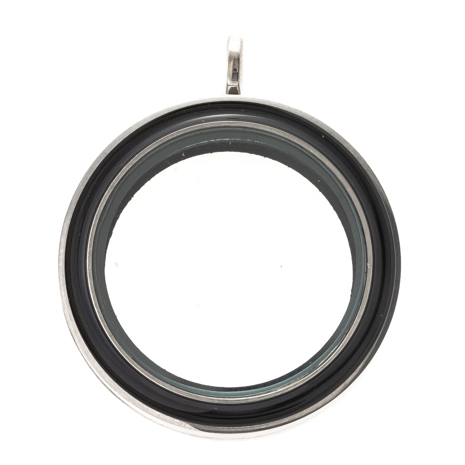 30mm Black Round Enamel Twist Screw Off Glass Locket Default Title