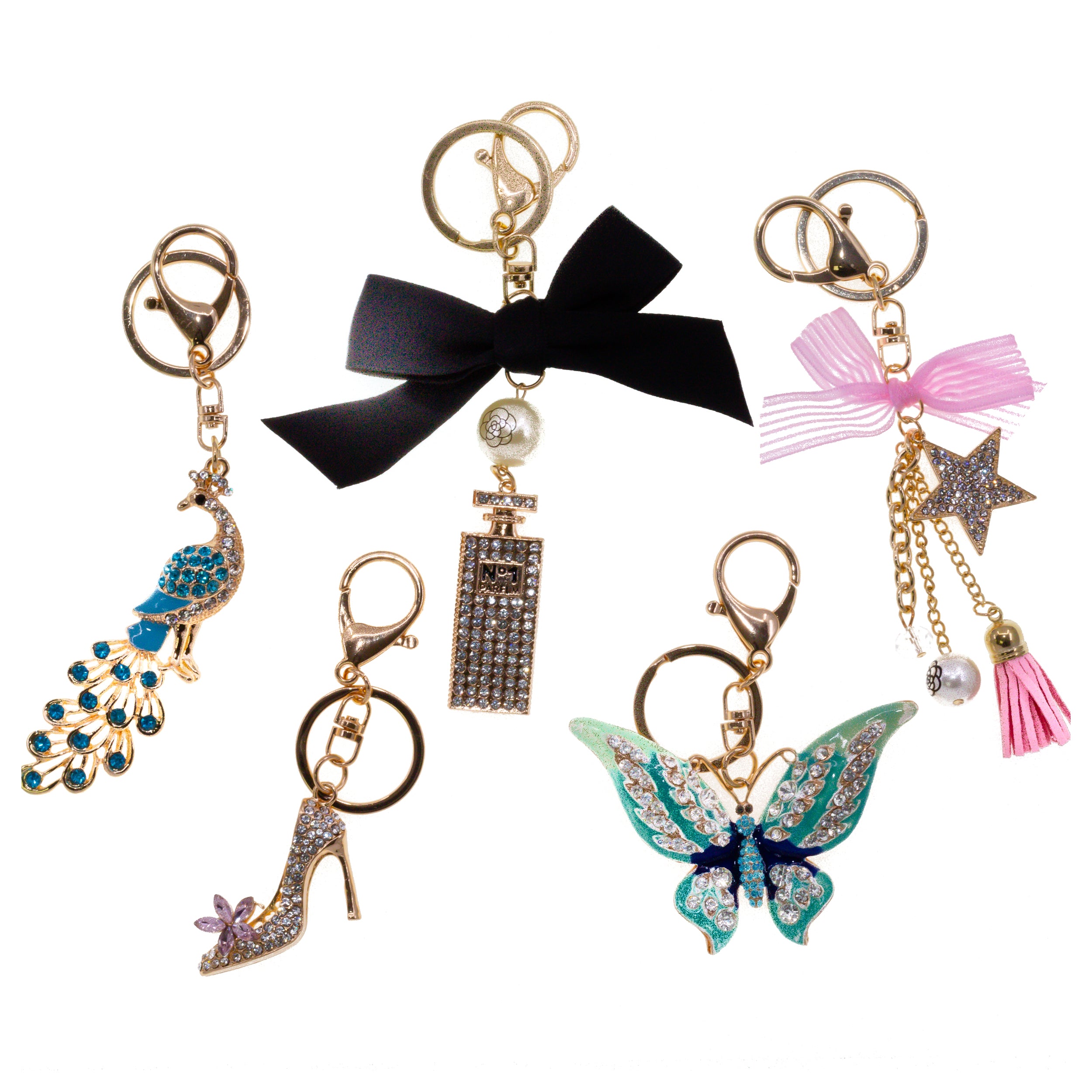 Keychain - Rhinestone 5 Pack Variety (100+ Styles)