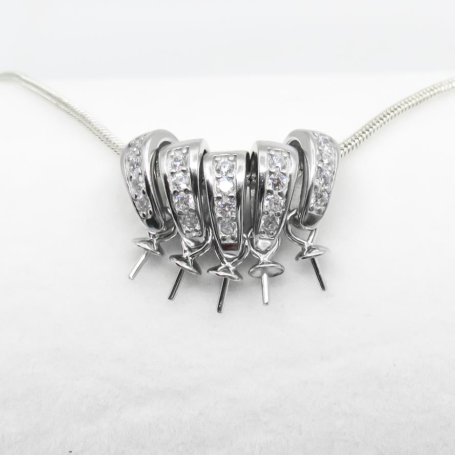 5 Pack 8 Rhinestone Dangle Mount Sterling Silver 0.35” (.925) Default Title