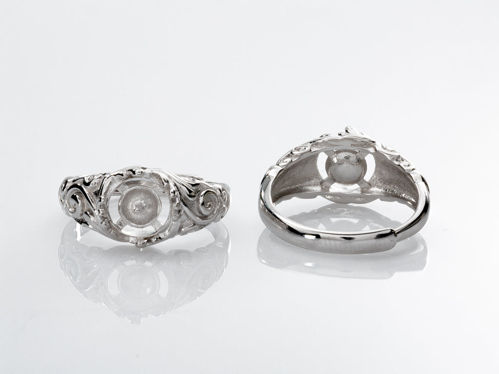 Antique Rhinestone .925 Sterling Silver Adjustable Ring Mount Default Title