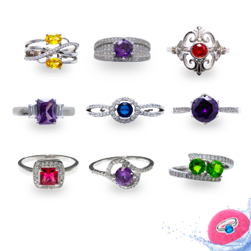 Ring Bomb - Sized Gemstone Rings 925 Sterling Silver Rhodium Coated (360 Styles)