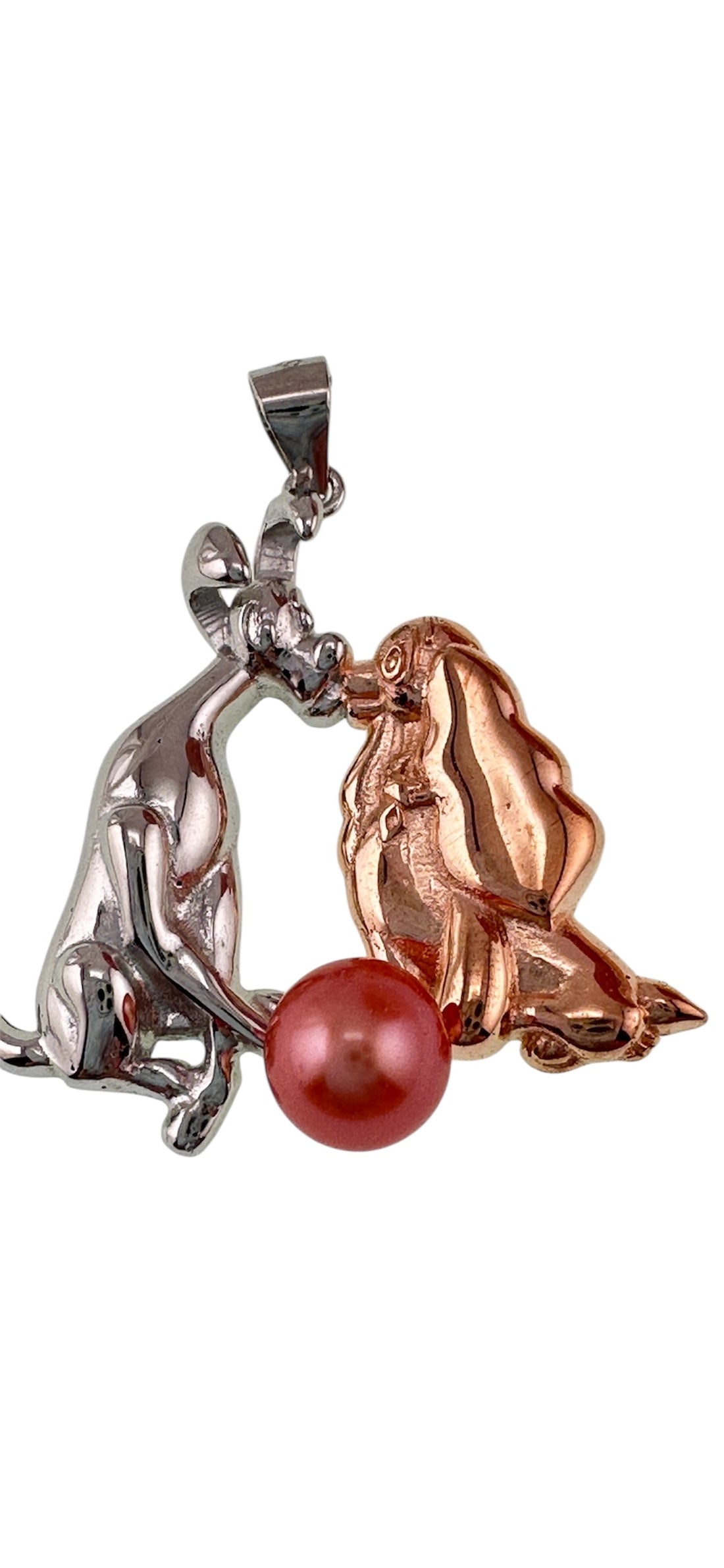 DIY Mount Pendant - 925 Sterling Silver Kissing Dogs